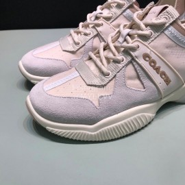 Coach Fashion Leather Knitted Fabric Sneakers For Men Gray