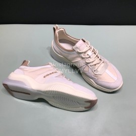 Coach Fashion Leather Knitted Fabric Sneakers For Men Gray
