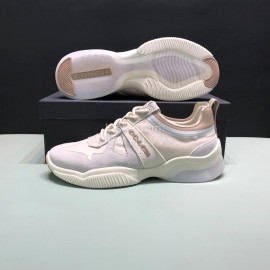 Coach Fashion Leather Knitted Fabric Sneakers For Men Gray