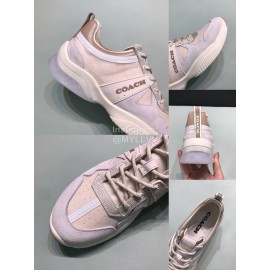 Coach Fashion Leather Knitted Fabric Sneakers For Men Gray