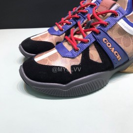 Coach Fashion Leather Knitted Fabric Sneakers For Men Brown