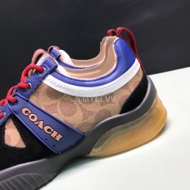 Coach Fashion Leather Knitted Fabric Sneakers For Men Brown