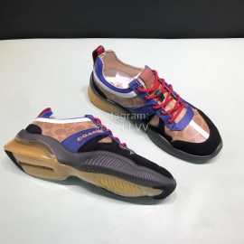 Coach Fashion Leather Knitted Fabric Sneakers For Men Brown