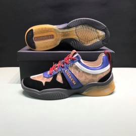 Coach Fashion Leather Knitted Fabric Sneakers For Men Brown