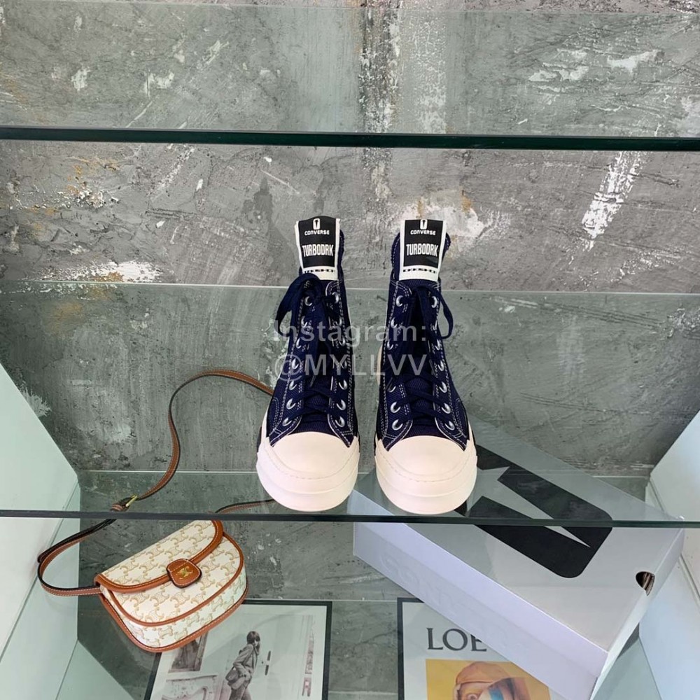 Converse Rickowens Casual High Sport Canvas Shoes Navy