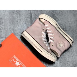 Converse Chuck 70s Leather Wool High Top Shoes Pink