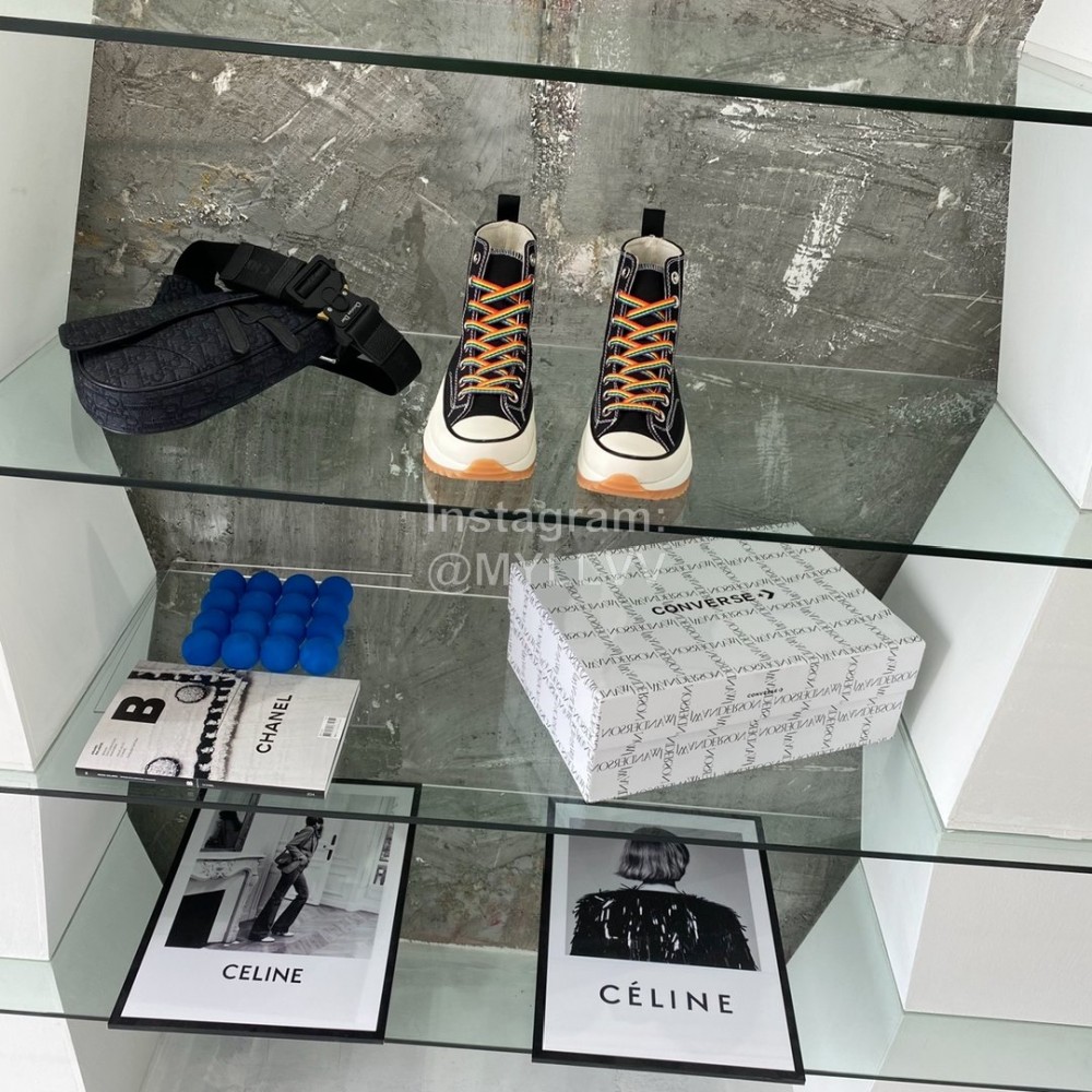 Converse Runstar Thick Soled High Top Shoes For Men And Women Black