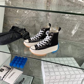 Converse Runstar Thick Soled High Top Shoes Black For Men And Women 