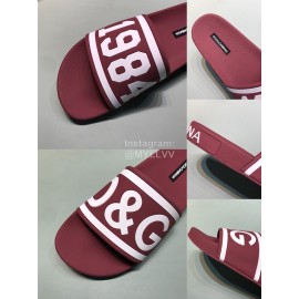 DG Fashion Soft Rubber Slippers For Men And Women Wine Red