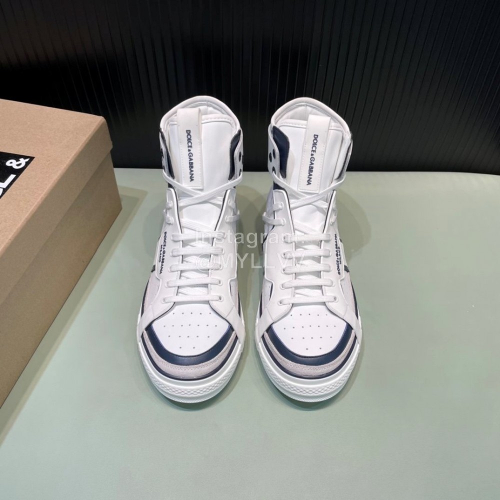 DG Calf Leather High Top Casual Sneakers For Men Blue