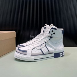 DG Calf Leather High Top Casual Sneakers For Men Blue