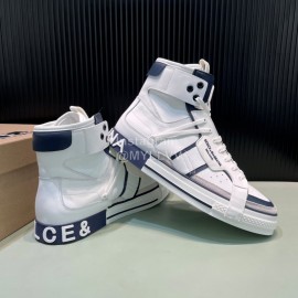 DG Calf Leather High Top Casual Sneakers For Men Blue