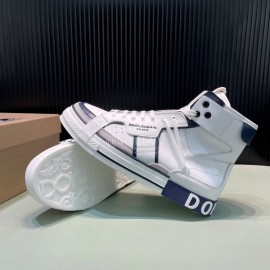 DG Calf Leather High Top Casual Sneakers For Men Blue