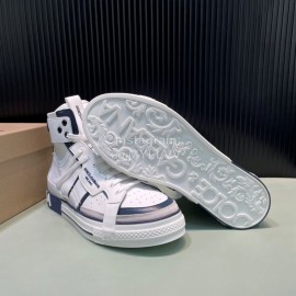 DG Calf Leather High Top Casual Sneakers For Men Blue