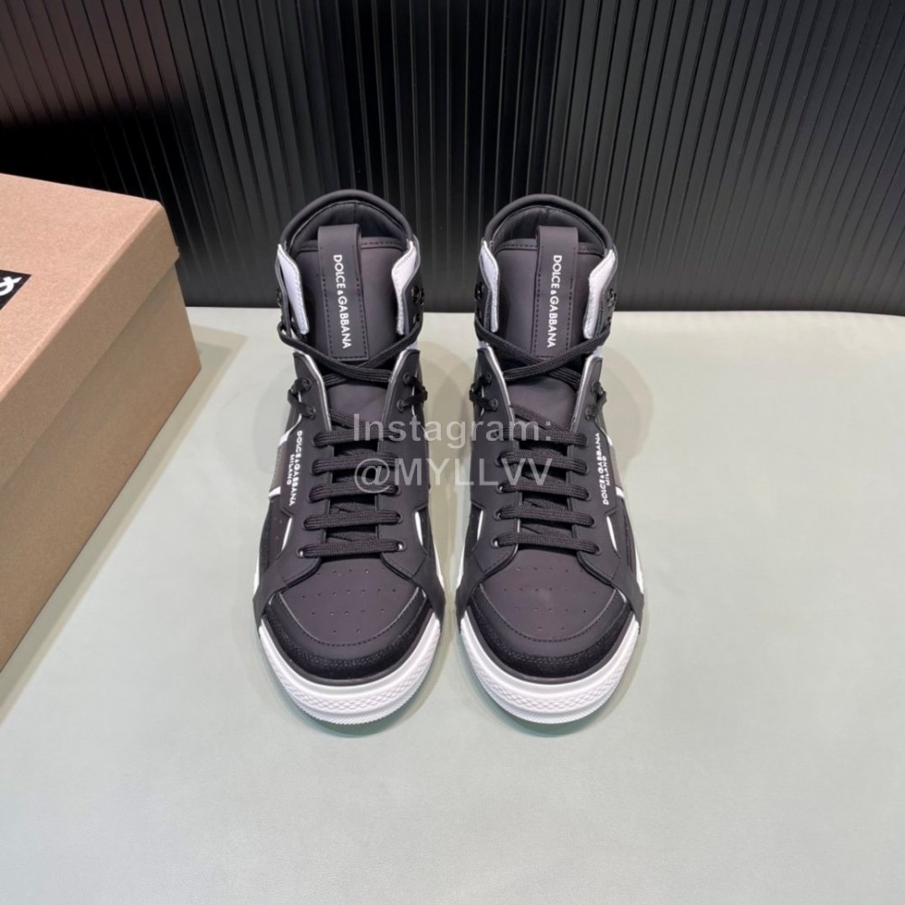 DG Calf Leather High Top Casual Sneakers For Men Black
