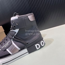 DG Calf Leather High Top Casual Sneakers For Men Black