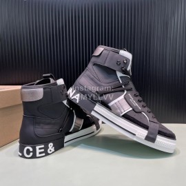 DG Calf Leather High Top Casual Sneakers For Men Black