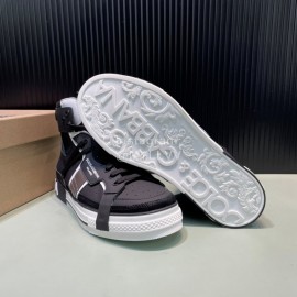 DG Calf Leather High Top Casual Sneakers For Men Black