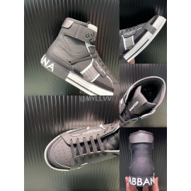DG Calf Leather High Top Casual Sneakers For Men Black