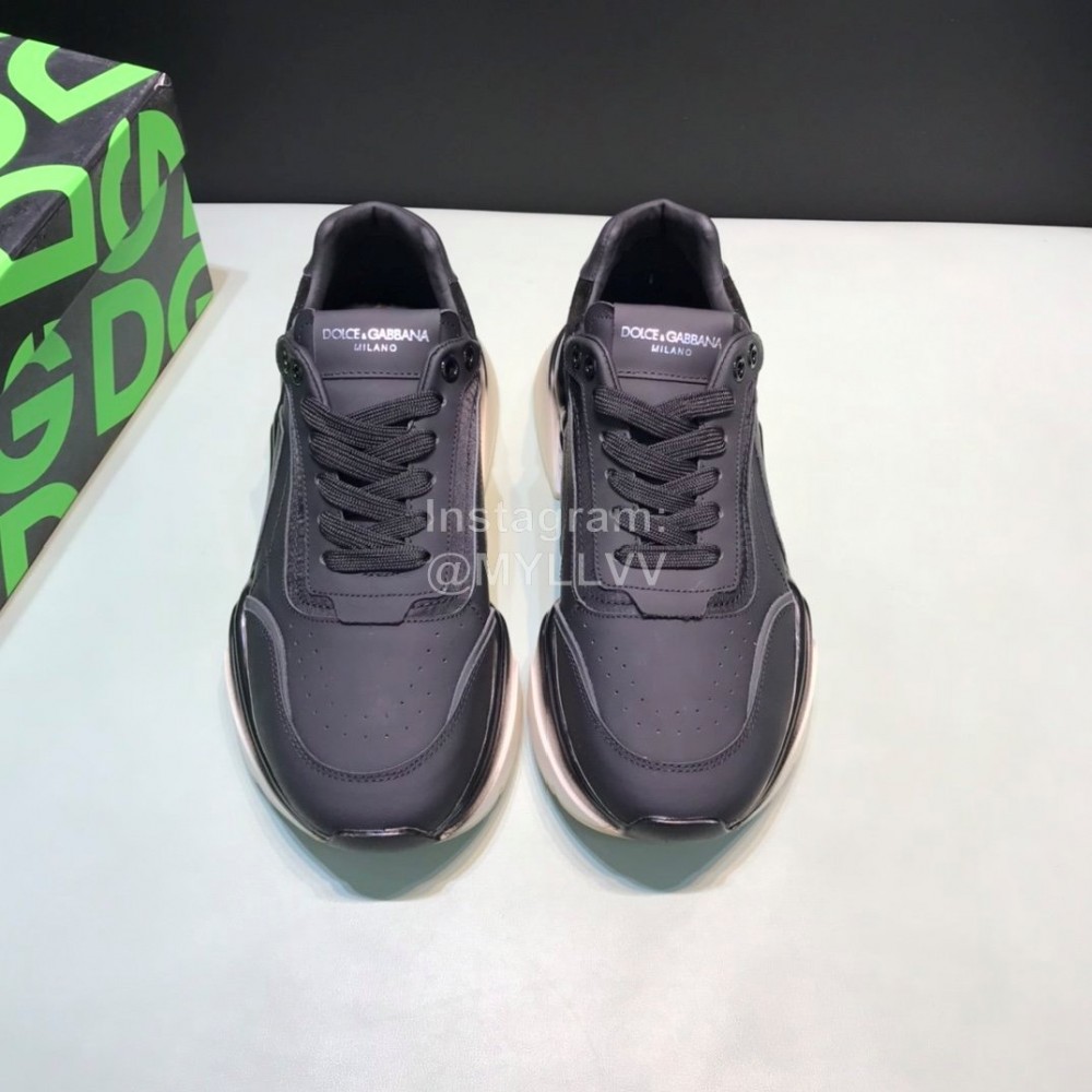 DG Calf Leather Casual Thick Soled Sneakers For Men Black