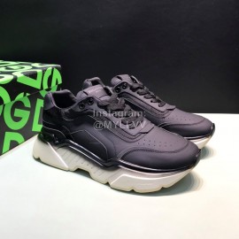 DG Calf Leather Casual Thick Soled Sneakers For Men Black