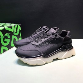 DG Calf Leather Casual Thick Soled Sneakers For Men Black
