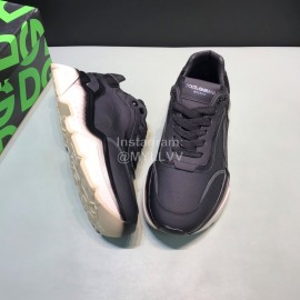 DG Calf Leather Casual Thick Soled Sneakers For Men Black