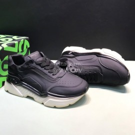 DG Calf Leather Casual Thick Soled Sneakers For Men Black