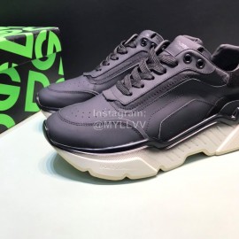 DG Calf Leather Casual Thick Soled Sneakers For Men Black