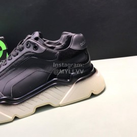 DG Calf Leather Casual Thick Soled Sneakers For Men Black