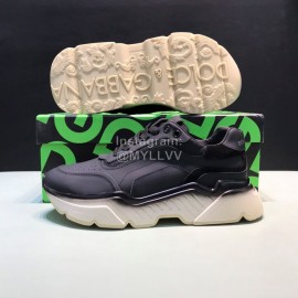 DG Calf Leather Casual Thick Soled Sneakers For Men Black