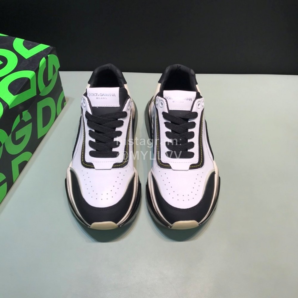 DG Calf Leather Casual Thick Soled Sneakers For Men White