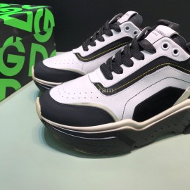 DG Calf Leather Casual Thick Soled Sneakers For Men White