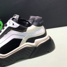 DG Calf Leather Casual Thick Soled Sneakers For Men White