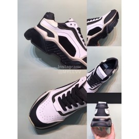 DG Calf Leather Casual Thick Soled Sneakers For Men White