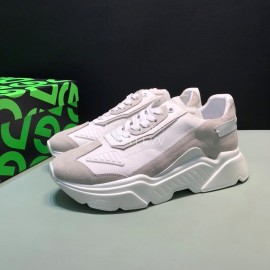 DG Calf Leather Casual Thick Soled Sneakers For Men Gray