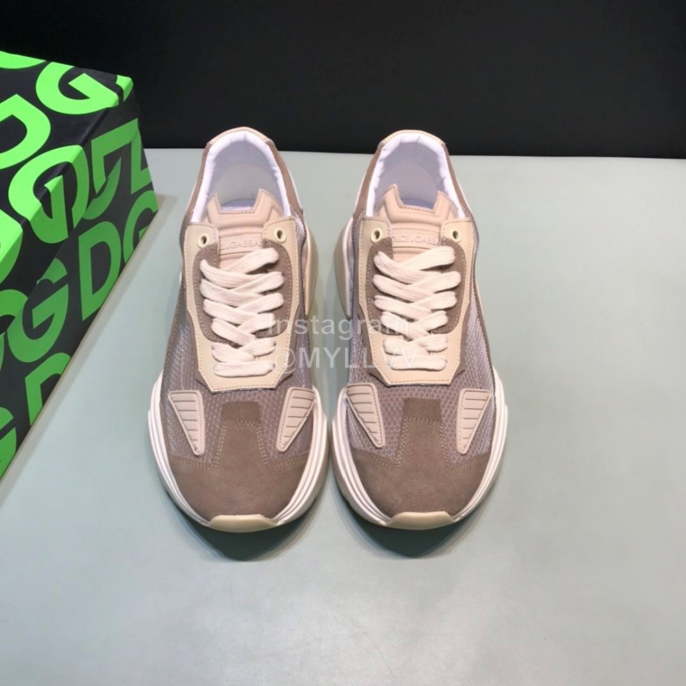 DG Calf Leather Casual Thick Soled Sneakers For Men Khaki