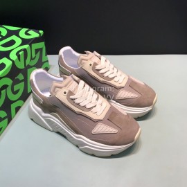 DG Calf Leather Casual Thick Soled Sneakers For Men Khaki