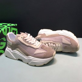 DG Calf Leather Casual Thick Soled Sneakers For Men Khaki