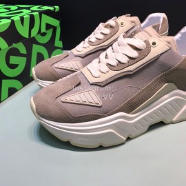 DG Calf Leather Casual Thick Soled Sneakers For Men Khaki