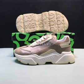 DG Calf Leather Casual Thick Soled Sneakers For Men Khaki