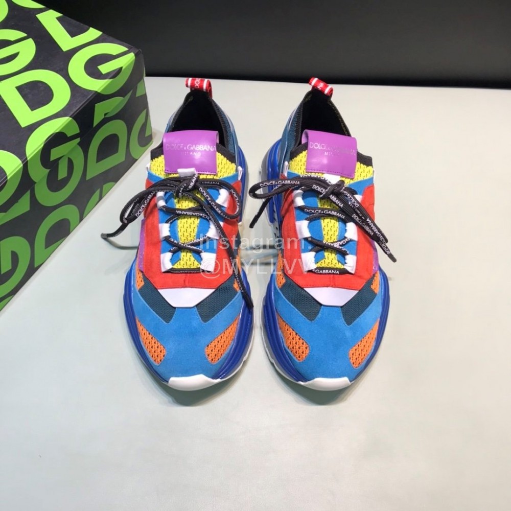 DG Calf Leather Mesh Casual Thick Soled Sneakers For Men Blue