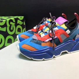 DG Calf Leather Mesh Casual Thick Soled Sneakers For Men Blue