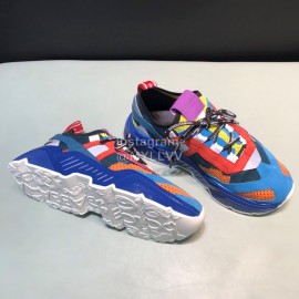 DG Calf Leather Mesh Casual Thick Soled Sneakers For Men Blue