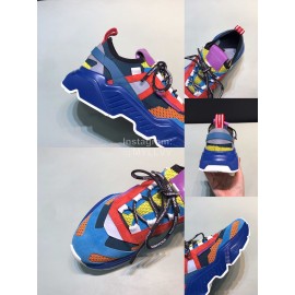 DG Calf Leather Mesh Casual Thick Soled Sneakers For Men Blue