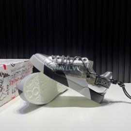 DG 3d Printed Calf Leather Casual Sneakers For Men Silver