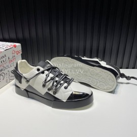 DG 3d Printed Calf Leather Casual Sneakers For Men White