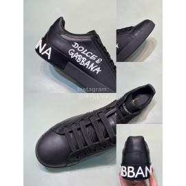 DG 3d Printed Calf Leather Casual Sneakers For Men Black