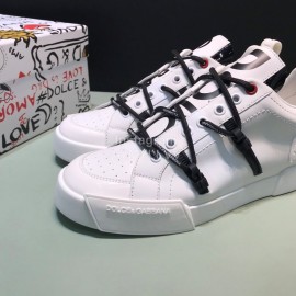 DG 3d Printed Leather Casual Sneakers For Men White