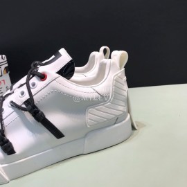 DG 3d Printed Leather Casual Sneakers For Men White